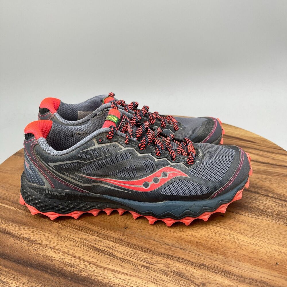 Saucony Peregine 6 Shoes Womens Size 9 Gray Pink Trail Running Hiking Sneakers